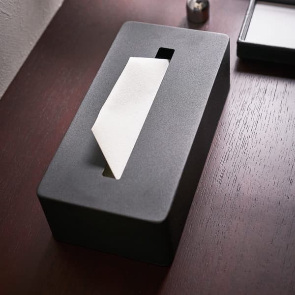Yamazaki Tower Tisselhållare, Minimalistisk Rektangulär Tissellåda i Stål för Badrumsbänk, Svart