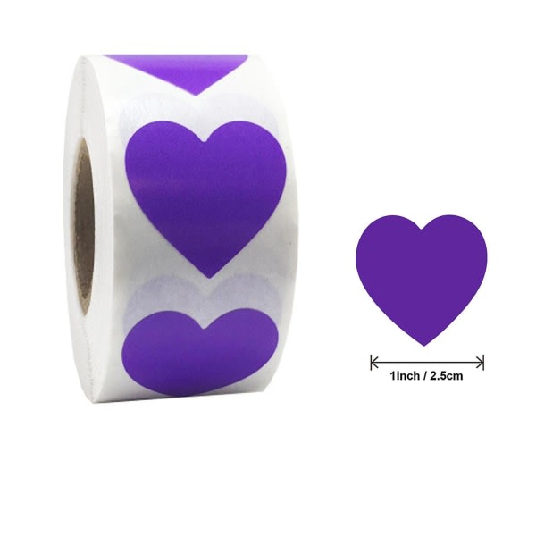 CDQ 500 st per rulle Kärleksdekaler Färgglada hjärtformar Alla hjärtans dagpresenter Handgjorda klistermärken(lila) färg 2