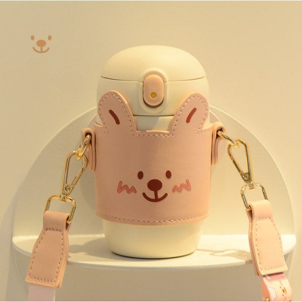 Eristetty vesipullo lapsille Crossbody-vesipullo Kannettava ulkokäyttöön Pink Bunny 300ml