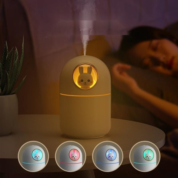 Luftfugter h2o aroma diffuser humidifier med LED-lys Hvid-sød kanin