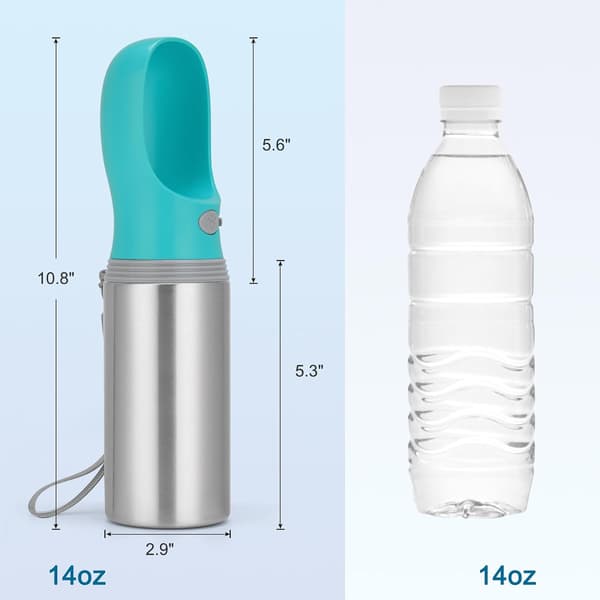 Hundevannflaske - Rustfritt Stål - 400 ml - Lekkasjesikker - Små til Mellomstore Hunder