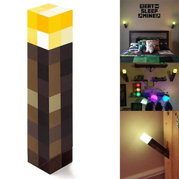 Minecraft Game Torch Lamp Led Nattljus Uppladdningsbar Hem Sovrum Dekoration Present null ingen