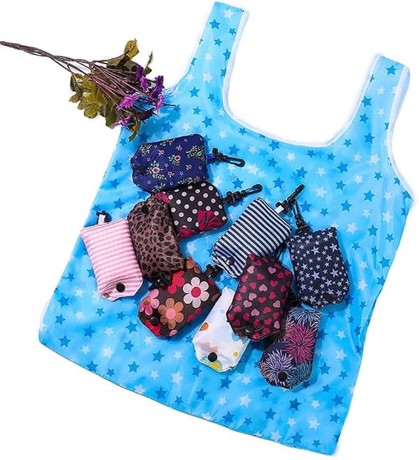 6 Sammenleggbare Vesker - 190T Polyester - 26g Per Stykke - Kan Bretttes Inn i en Pose (Tilfeldig Farge)