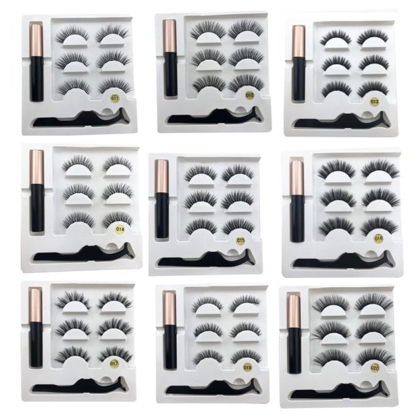 3D Faux mink magnetiska ögonfransar magnet set (eyeliner & Magneti blackF 16