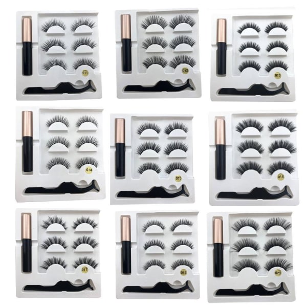 3D Faux mink magnetiska ögonfransar magnetiska set (eyeliner & Magneti blackF 16