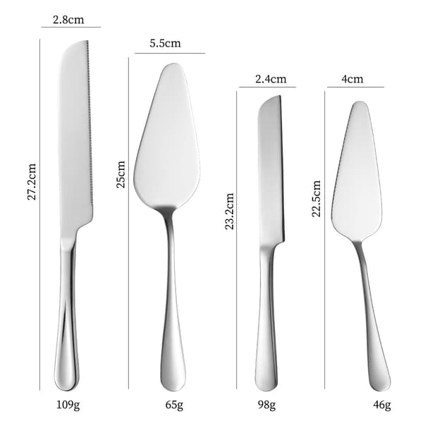 Kakeserveringssett 2 deler - Rustfritt stål dobbeltsidig saget - Sølv 25cm for bryllup og bursdag