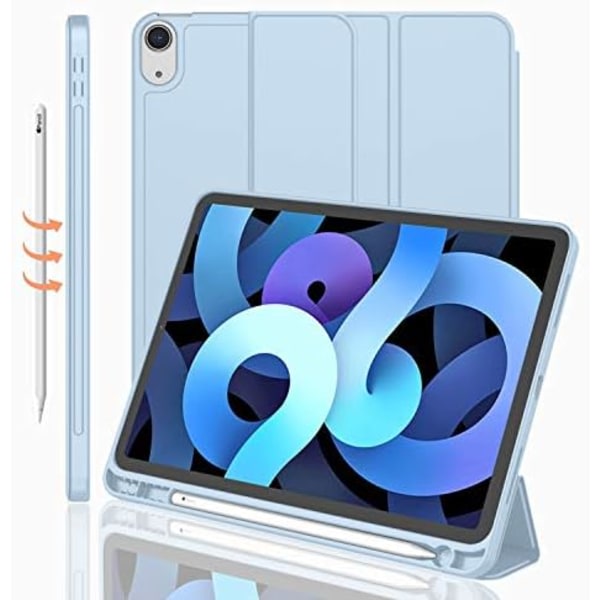 iMieet Uusi iPad Air 5th Generation Case 2022/iPad Air 4th Generation Case 2020 10,9 tum med pennhållare [Tuki Touch ID ja iPad 2nd P Sky Blue