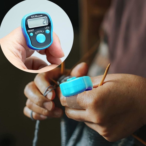 Blå stickdisk for stickning og virkning-rad Counter-digital Finger Counter-sitch Counter
