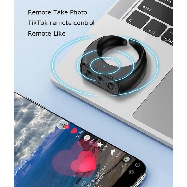 Trådløs mobiltelefon Bluetooth fjernkontroll Ring Fingertop Video Controller