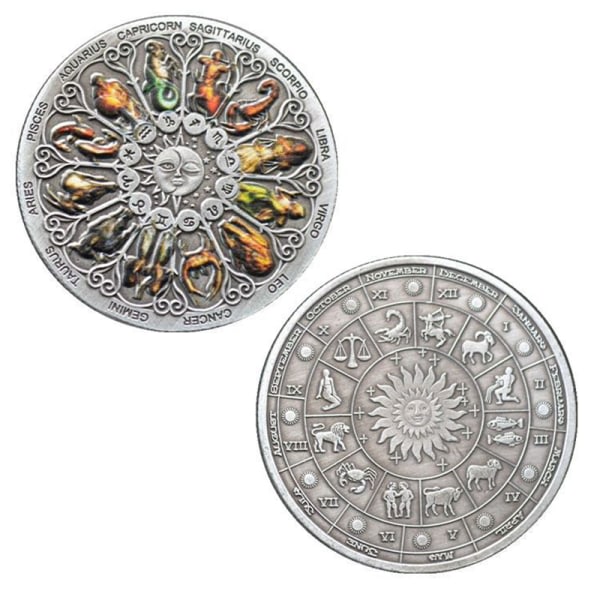 Zodiac Challenge Silver Coin Stjärntecknet Stjärnbild S Färg onesize