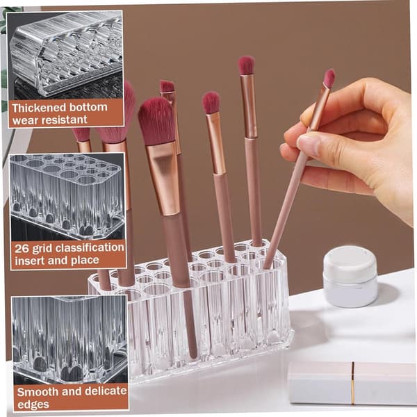 Holder til makeupbørster - Penneholder - Makeup-organizer - Børsteholder - Opbevaringsboks til kosmetik