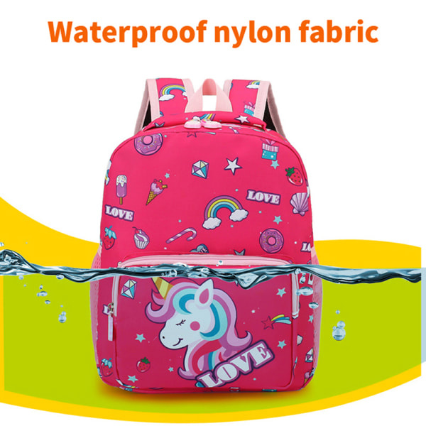 Cartoon Kids Unicorn Canvas Ryggsäck Skolväska Mode för Sta Pink