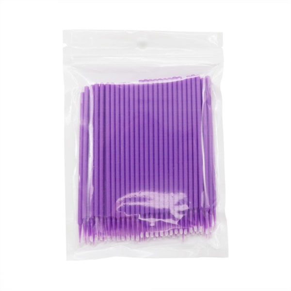100 Pack Micro Brushes Engångsborstar för ögonfransapplikator D violetti