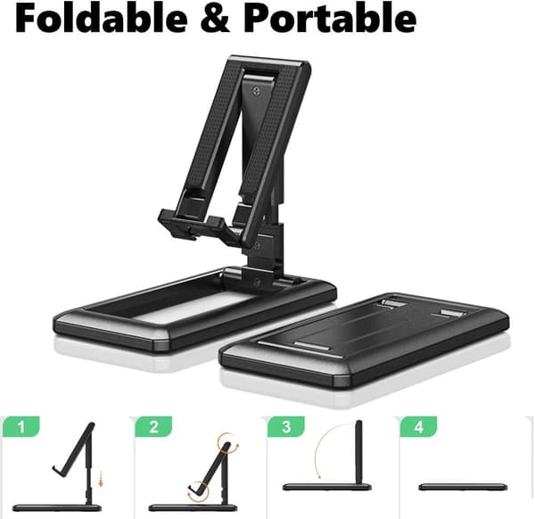 Adjustable Mobile Stand, with a Dual-Axis Mechanism for Precise Adjustment, Provides a Stable Base for Your Devices and Supports a Variety