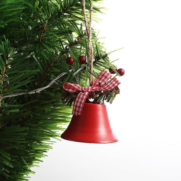 Christmas Bells Ornaments Christmas Jingle Bells Hantverksklockor Juljubileumsklockor med Holly Berry For julgransdekorationsvinduer (1st, röd) zdq