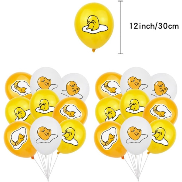 32 stk. Gudetama fødselsdagsfest tilbehør fest sæt Gudetama kagetoppe cupcake toppe Gudetama fødselsdagsfest dekorationer bannerballoner