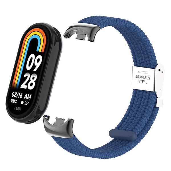 Til Xiaomi Smart Band 8 flettet nylon urrem justerbart spænde elastisk bånd Dark Blue