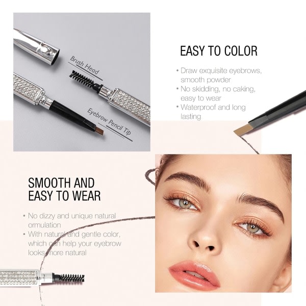 Øjenbrynsblyant Sort Makeup Øjenbrynsblyanter 2 i 1,