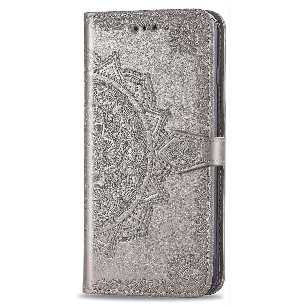 Kompatibel med Iphone 11- etui Cover Emboss Mandala Magnetic Flip Protection Stötsäker - Grå null ingen