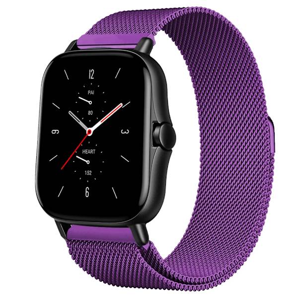 Magnetisk rem för Amazfit GTS/4/2/2e/GTS2 Mini/3/GTR 4/3/2/47mm 20mm 22mm metallnät Smartwatch Mesh Amazfit Bip 5-rem lila 20mm