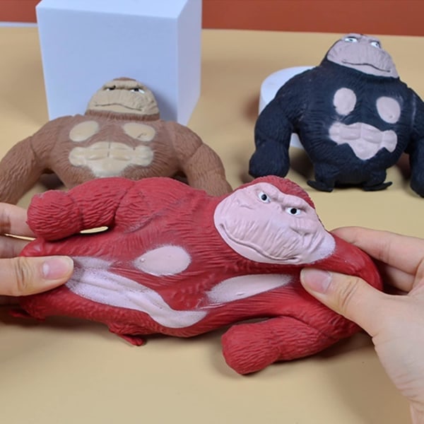 Strækbare abe-legetøj, Splat abe stress legetøj, Klem abe splat legetøj, stressaflastende fidget legetøj stress klem gorilla legetøj brun Brown