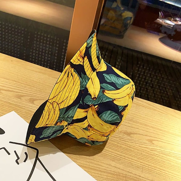 Söt bucket hat strandfiskarhattar för kvinnor, vändbar dubbelsidig användning Banana