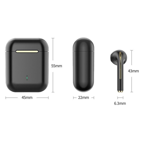 Bluetooth 5.0 trådløse hodetelefoner Hodetelefoner Mini In-Ear Pods for iPhone Android Black