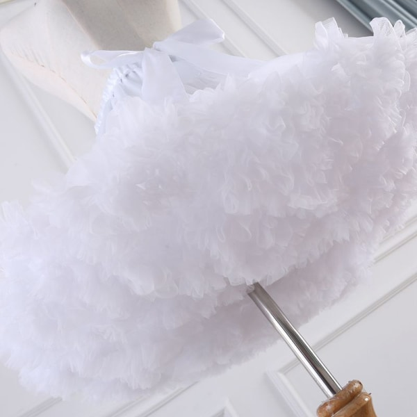 Kvinde Petticoat Lolita Tutu Skørt Underskørt Kort Krinoline Co Hvid one size