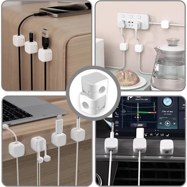 Cable Clips in Pack, Magnetic Cable Organizer, Cable Organizer with Self-Adhesive, Magnetic Cable Clips