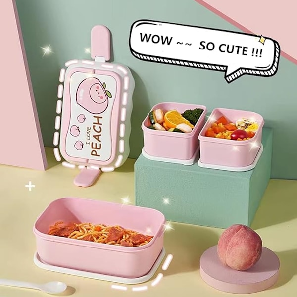 Lunchlåda, bentobox för flickor, rosa lunchlådor för barn