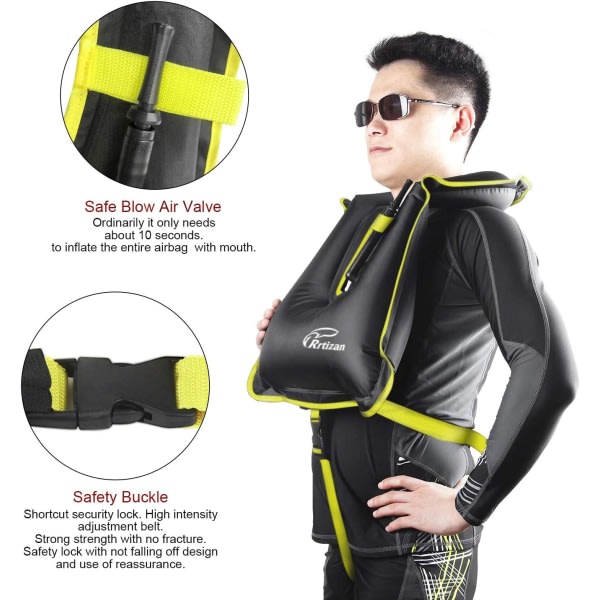 Snorkle vest, bærbar oppblåsbar badevestjakke for voksne for snorkling svømming dykking.