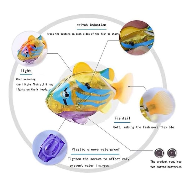 5st Elektronisk Led Ljus Fisk Baby Badleksak Vatten Simbassäng Badkar Leksaker Barnpresent null ingen