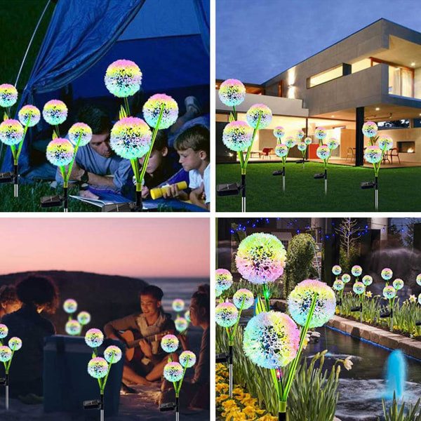 2 st Maskros Solar Ground Light Vattentät Levande Simulering Blomma För trädgård Gräsmatta Yard Dekoration