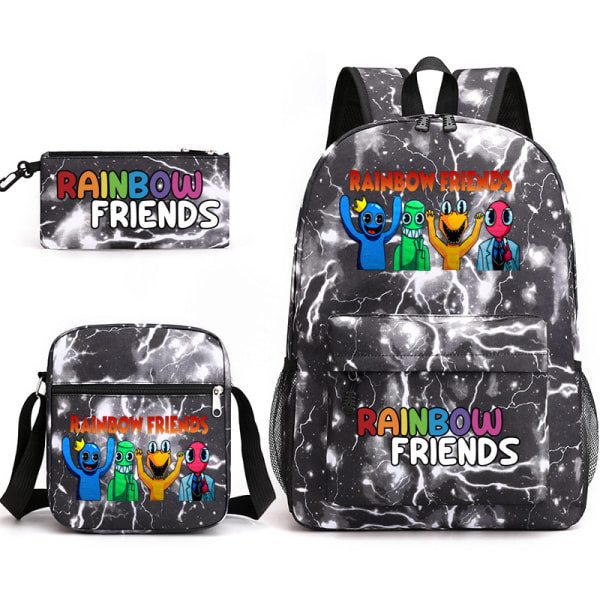 Rainbow Friends tecknade navetta skolväska i tre delar (matväska, case, ryggsäck) Lightning Type musta CDQ