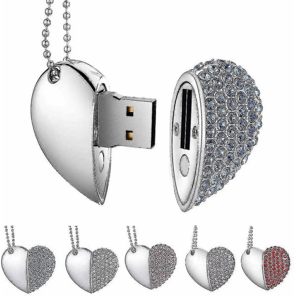 USB Stick, Premium USB 3.0, Diamond Heart Shape 32gb USB hvid