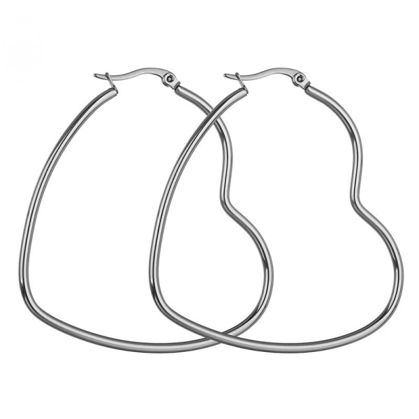 Hjerte Ring Øreringe Dame Charm Store Øreringe Rustfrit Stål 50mm 50mm