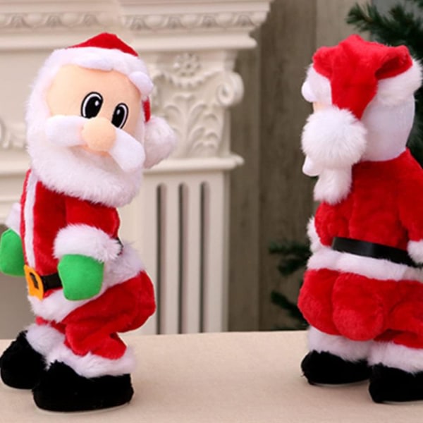 Elektrisk syngende julemand dukke bevægelig julemand musikalsk plyschlegetøj twerking julemand julebordplade