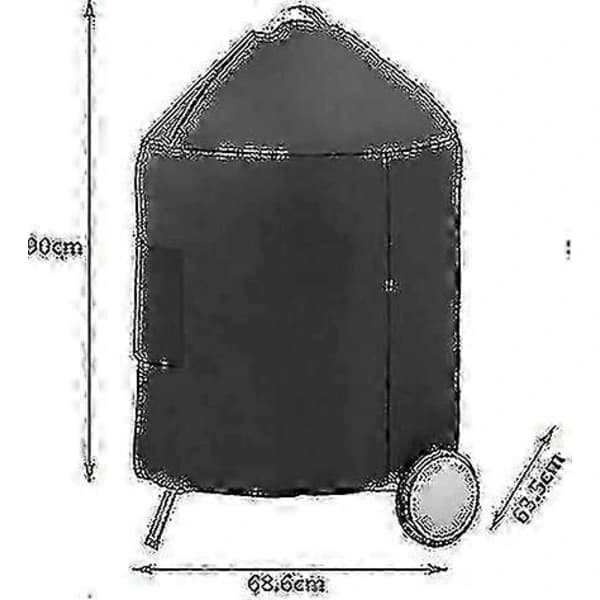 Grillovertræk til Weber 57 cm kulgrill, 600D polyester vandafvisende UV-resistent, udendørs BBQ, sort