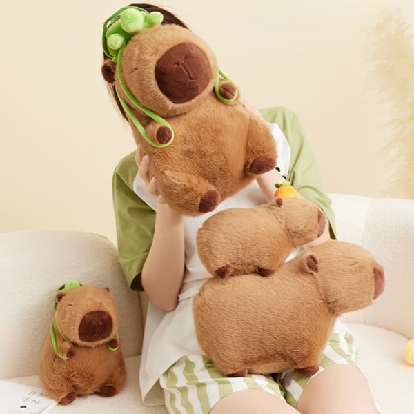 Capybara plyslegetøj, 25 cm Capybara bærende skildpadde Realistisk blød Capybara legetøj Blød plys, Capybara bamse 25 cm