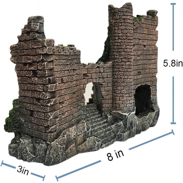 CDQ Akvarium Resin Slottsdekorationer - Realistiska detaljer Akvariumtillbehör