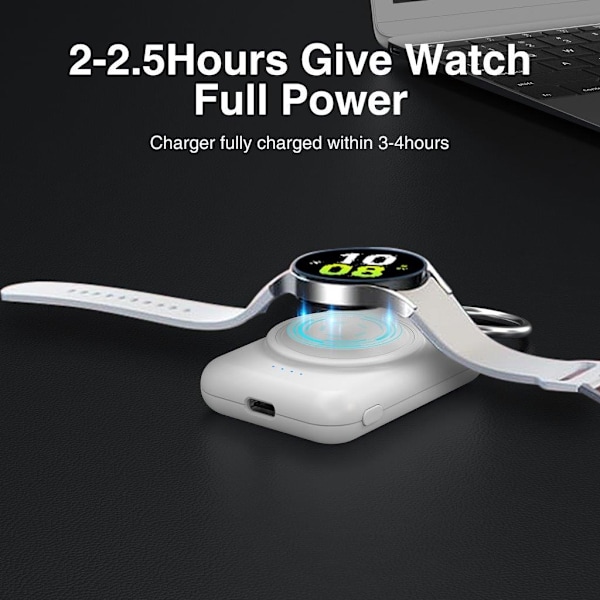 Lader med powerbank 1800mAh til Samsung Galaxy Watch - Hvit