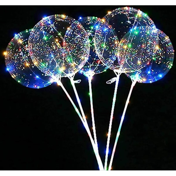 5 kpl Ilmapalloja, Hehkuvia Ilmapalloja, LED-ilmapalloja Tikulla, Värikkäitä LED-ilmapalloja, Helium-LED-ilmapalloja, Värikkäitä LED-valonauhoja