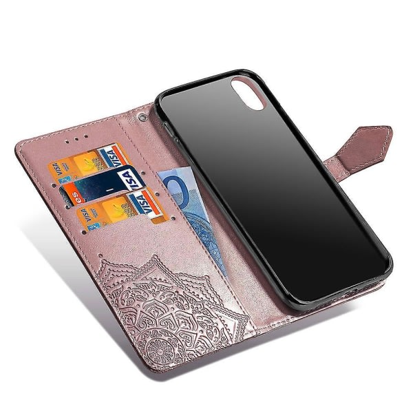 Kompatibel med Iphone Xr- case Cover Emboss Mandala Magnetic Flip Protection Stötsäker - Rose Gold null ingen