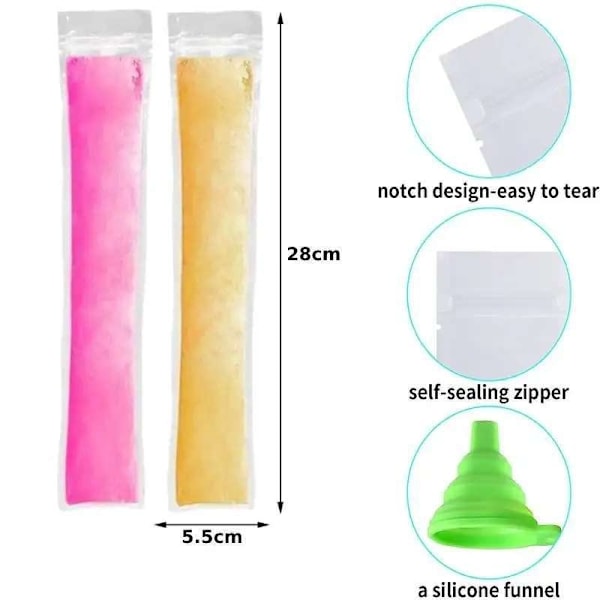 100 st Glasspåsar Popsicle – Gör Dina Egna Goda Isglassar Enkelt Transparent Transparent