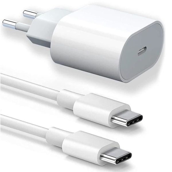 25W USB-C Snabbladdare + 20W 1M USB-C till USB-C-kabel för iPhone 15 Pro Max - iPhone 15 Plus - iPhone 15 Pro - iPhone 15