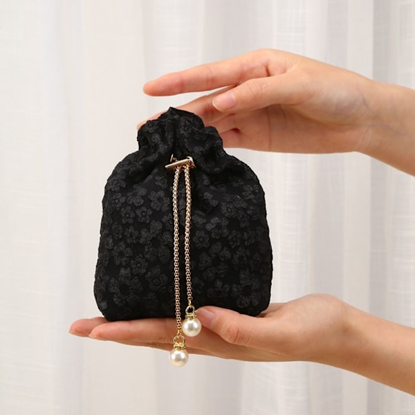 Snørepose Gaveindpakningspose SORT 3ST 3ST sort black 3pcs-3pcs