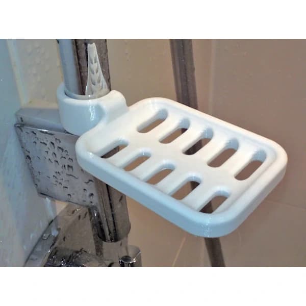 Soap Dish for Shower Rod - 2 Sizes, Plastic Soap Holder for Practical Bathroom White Large white large