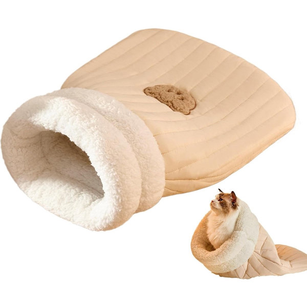 Cat Sleeping Bag - Cat Bed - Soft and Washable - Cute Bear Pattern - Suitable for Cats and Small Pets