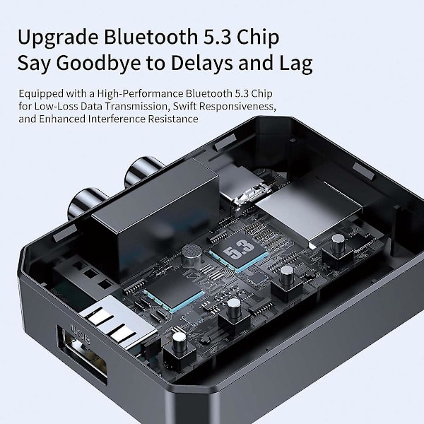 NFC Bluetooth-mottaker, Bluetooth 5.3 Aux-adapter for bil, trådløs lydmottaker for hjemmestereo/