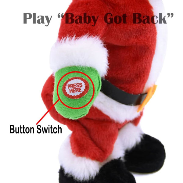 Twerking Santa Claus - Vriden höft, sång og dans - Rolig elektrisk plyschleksak for barn, kvinder